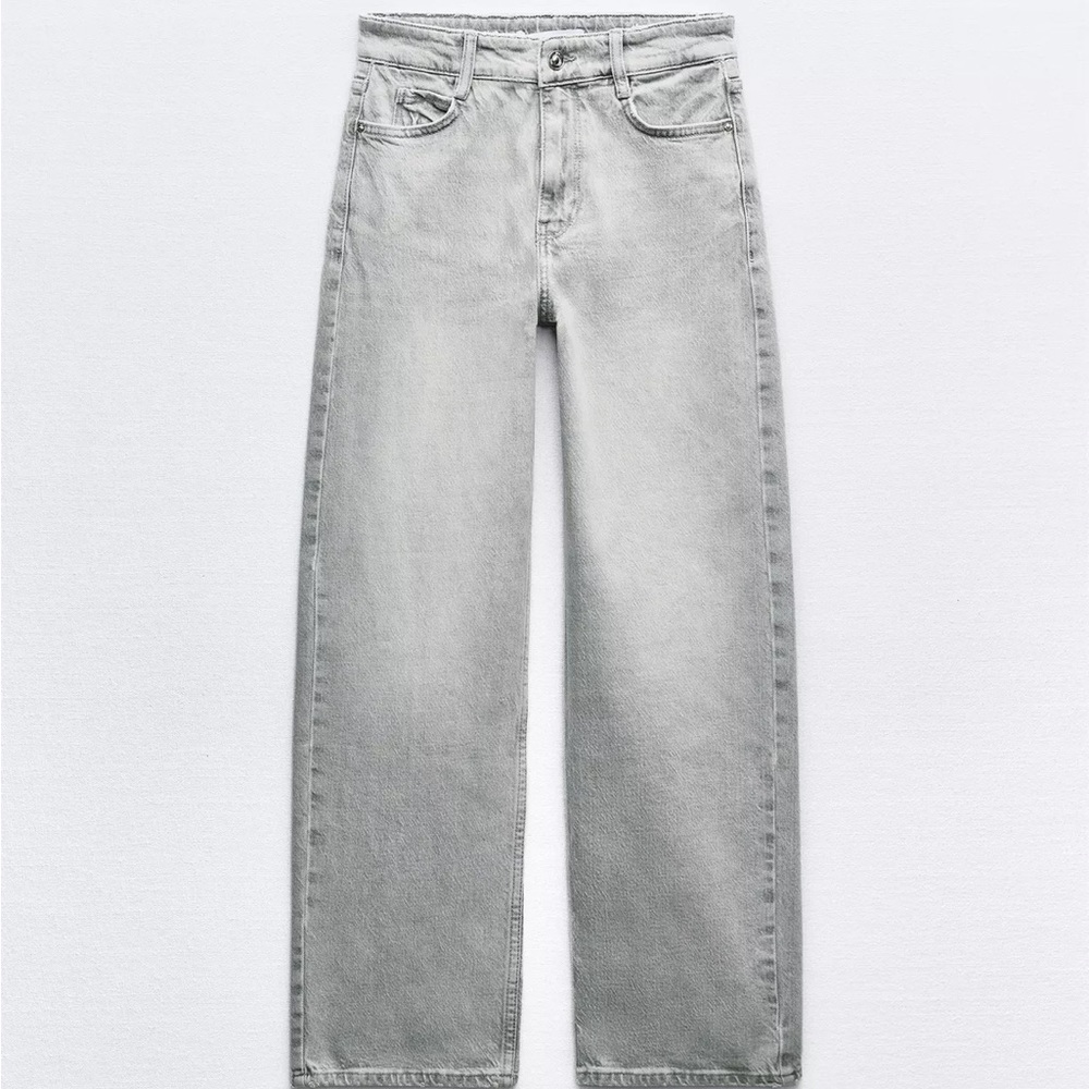 Zara mid/high rise straight leg 1975 ankle jeans gray
